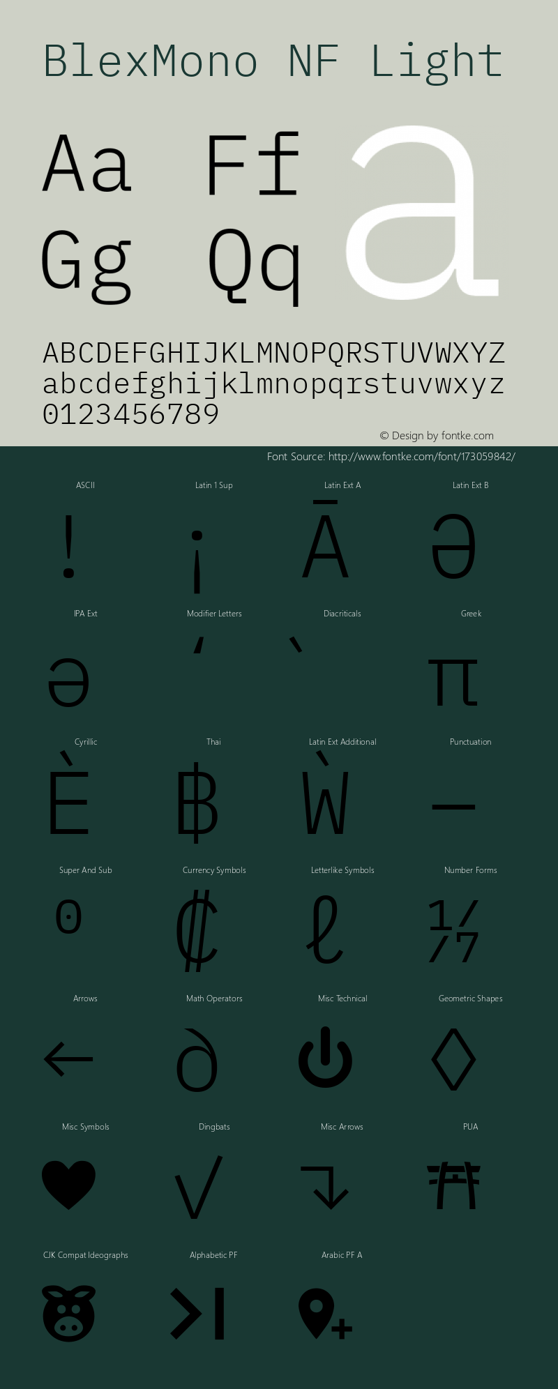 Blex Mono Light Nerd Font Complete Mono Windows Compatible Version 2.000图片样张