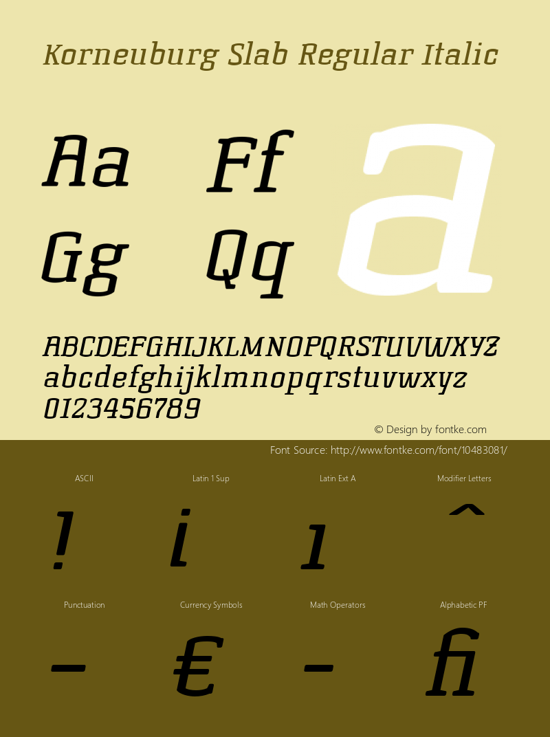 Korneuburg Slab Regular Italic Version 11.002图片样张