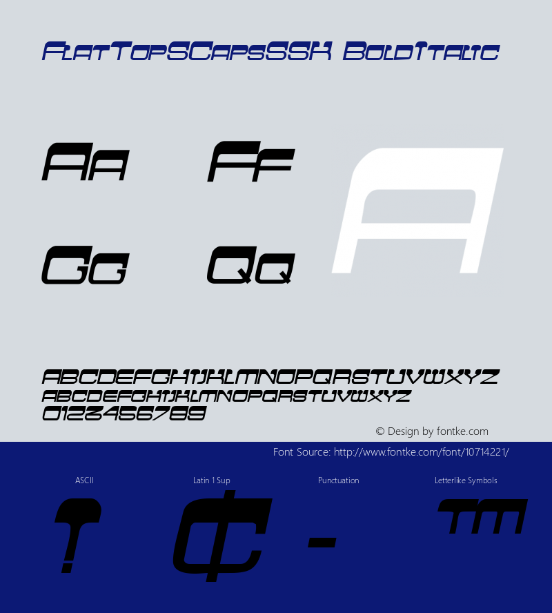 FlatTopSCapsSSK BoldItalic Macromedia Fontographer 4.1 8/15/95图片样张