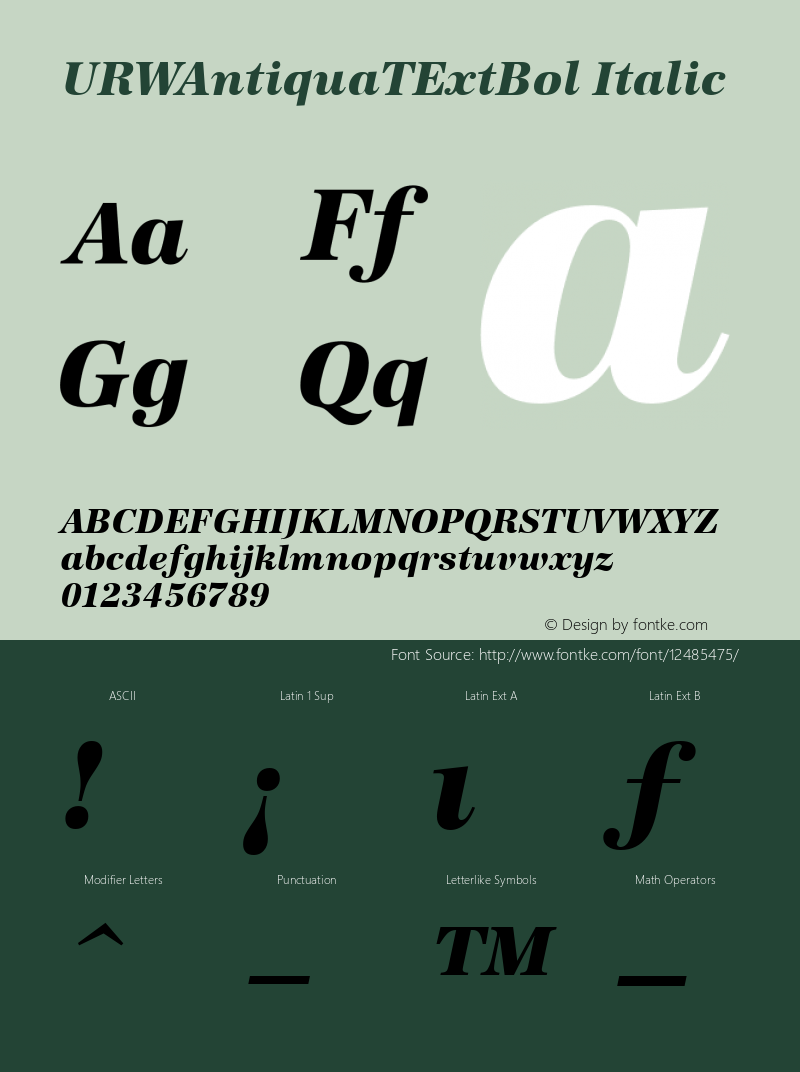 URWAntiquaTExtBol Italic Version 001.005图片样张