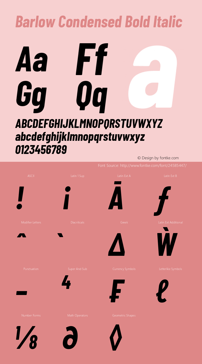 Barlow Condensed Bold Italic Version 1.103图片样张