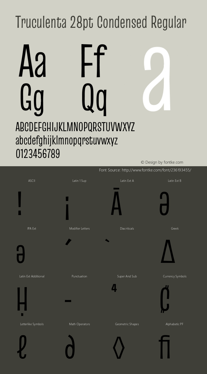 Truculenta 28pt Condensed Regular Version 1.002图片样张