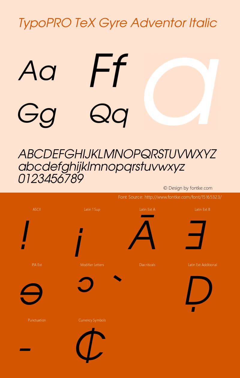 TypoPRO TeX Gyre Adventor Italic Version 2.003;PS 2.003;hotconv 1.0.49;makeotf.lib2.0.14853图片样张