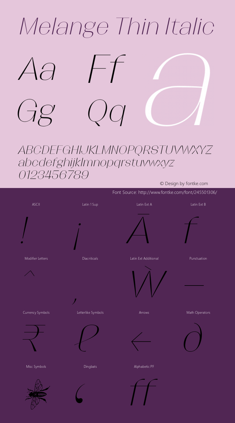 Melange Thin Italic Version 1.000图片样张