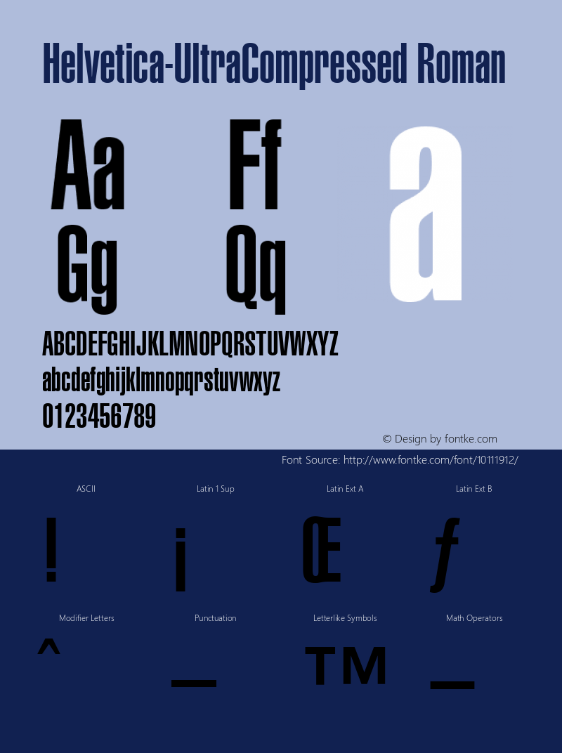 Helvetica-UltraCompressed Roman Version 1.00图片样张