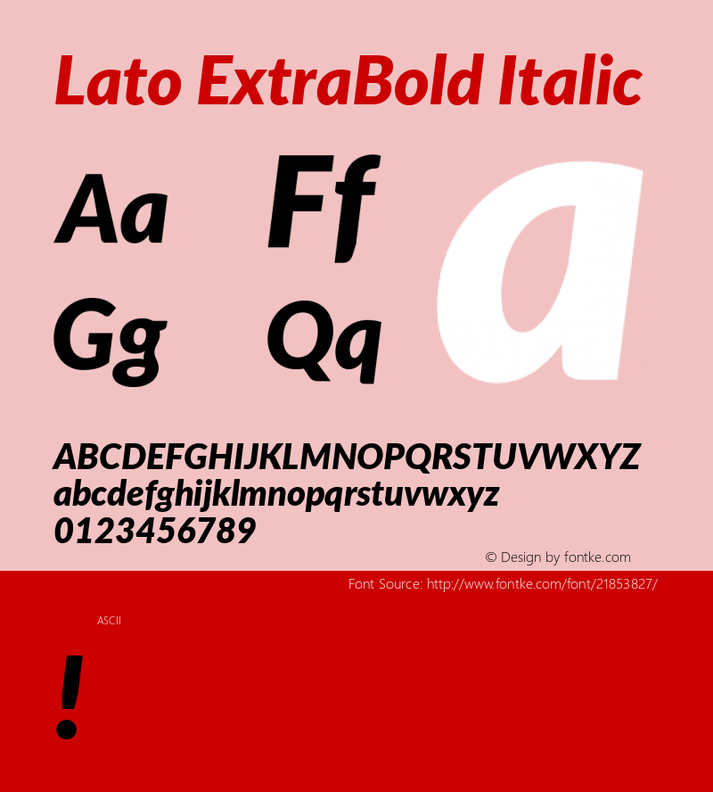 Lato ExtraBold Italic 图片样张