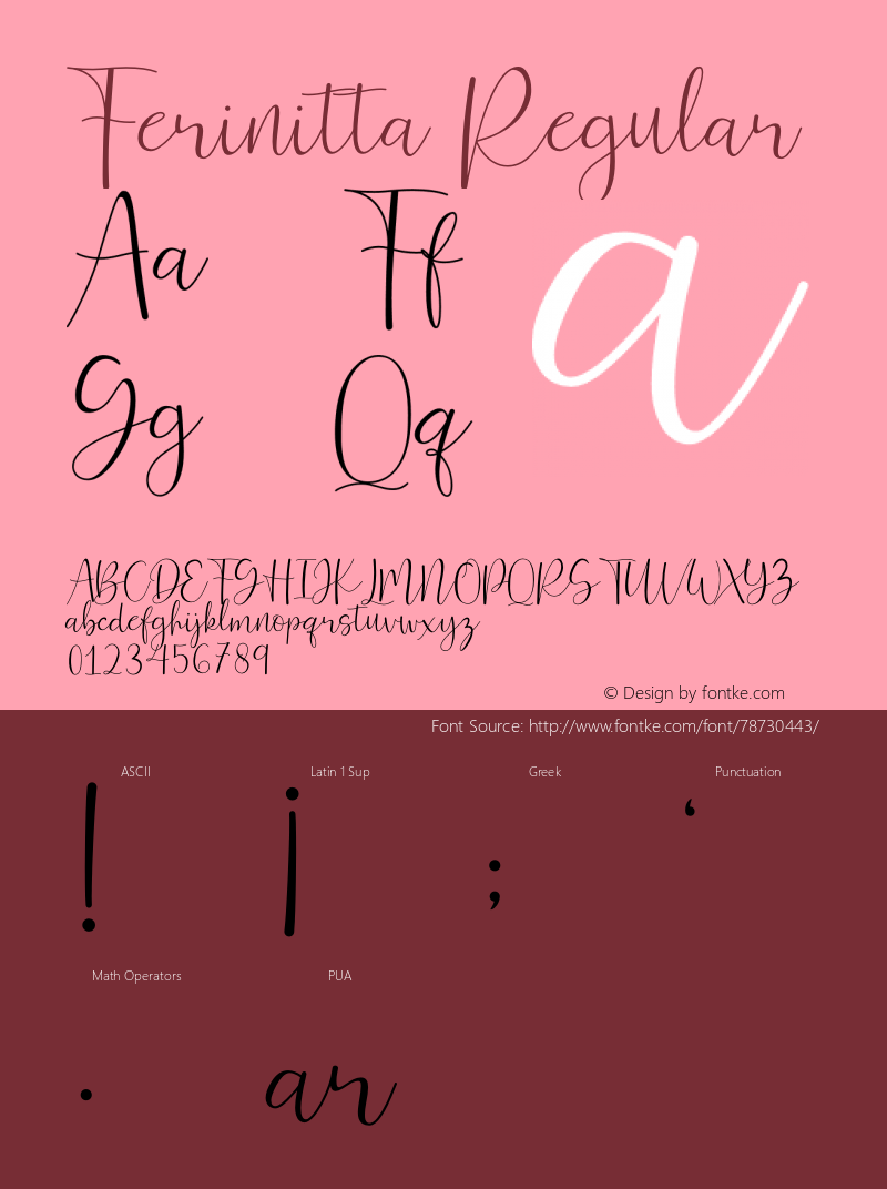 Ferinitta Version 1.00;January 18, 2019;FontCreator 11.5.0.2422 64-bit图片样张