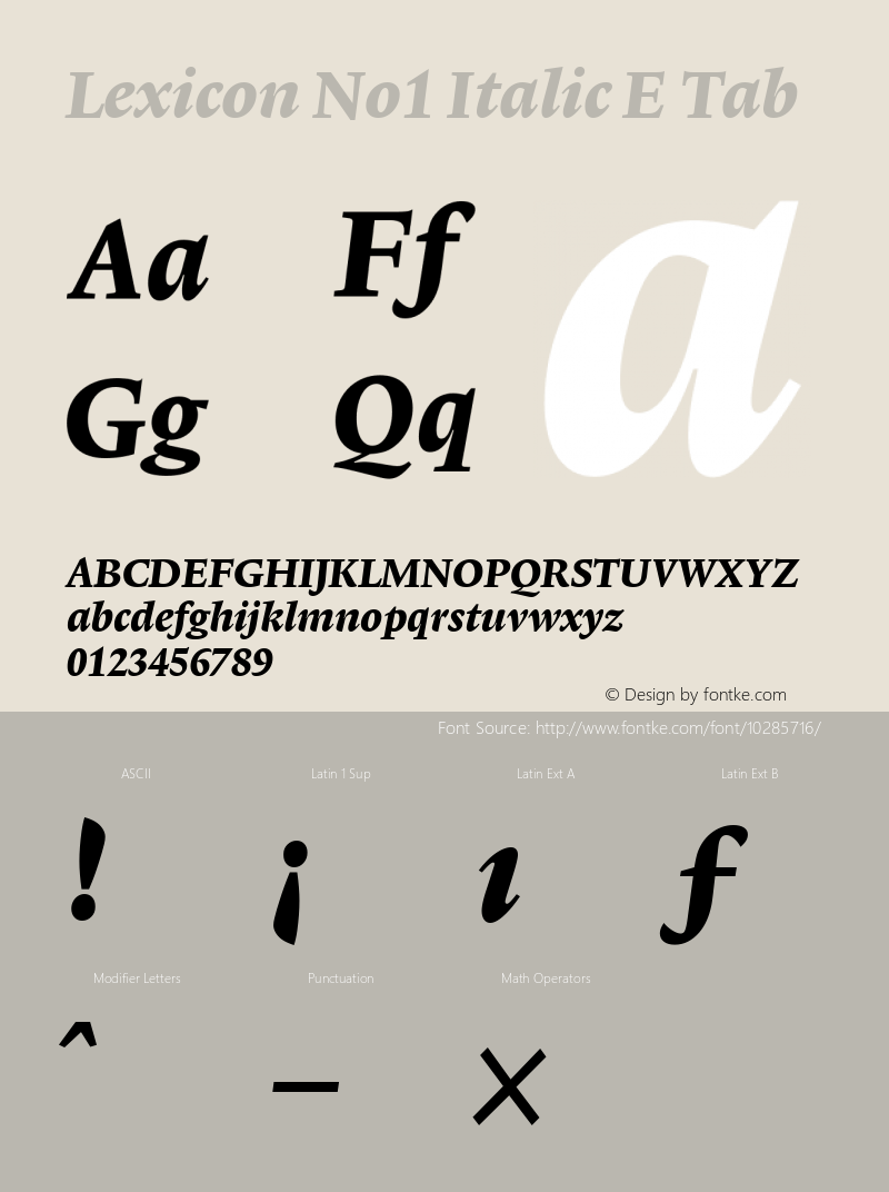 Lexicon No1 Italic E Tab 001.000图片样张