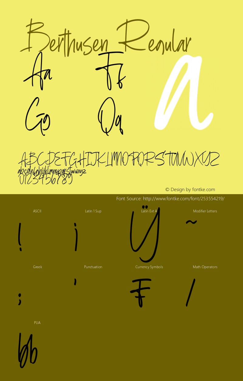 Berthusen Version 1.00;January 19, 2020;FontCreator 12.0.0.2535 64-bit图片样张