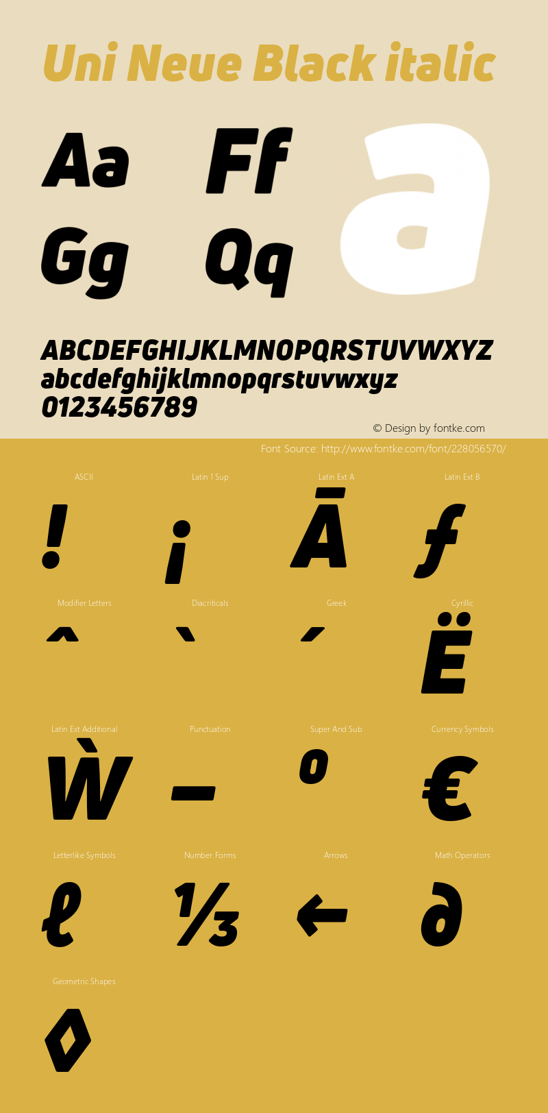 UniNeueBlack-Italic Version 1.0图片样张