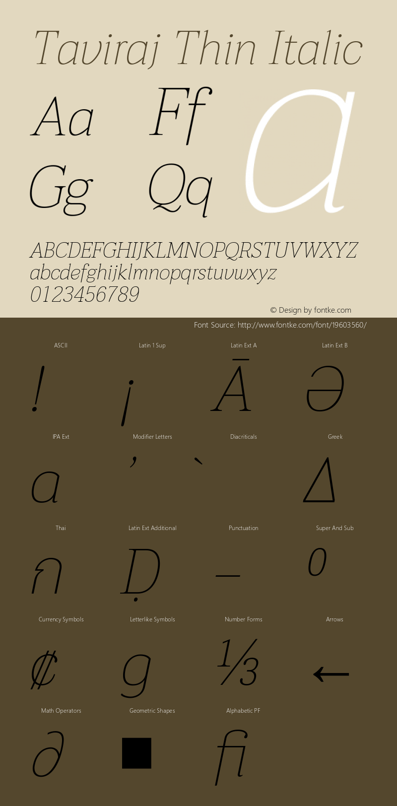 Taviraj Thin Italic Version 1.001图片样张