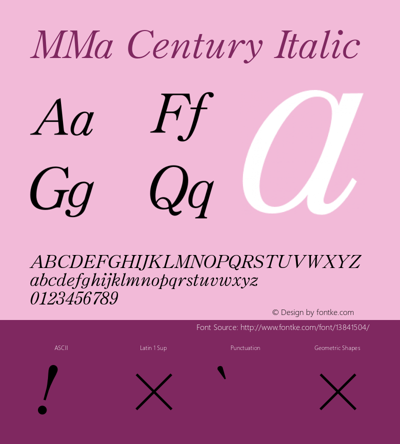 MMa Century Italic Version 3.100;PS 001.000;hotconv 1.0.38;makeotf.lib1.6.5960图片样张