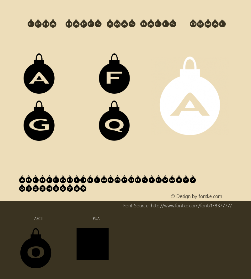 AlphaShapes xmas balls Normal 1.0 - November 2005 - freeware font图片样张