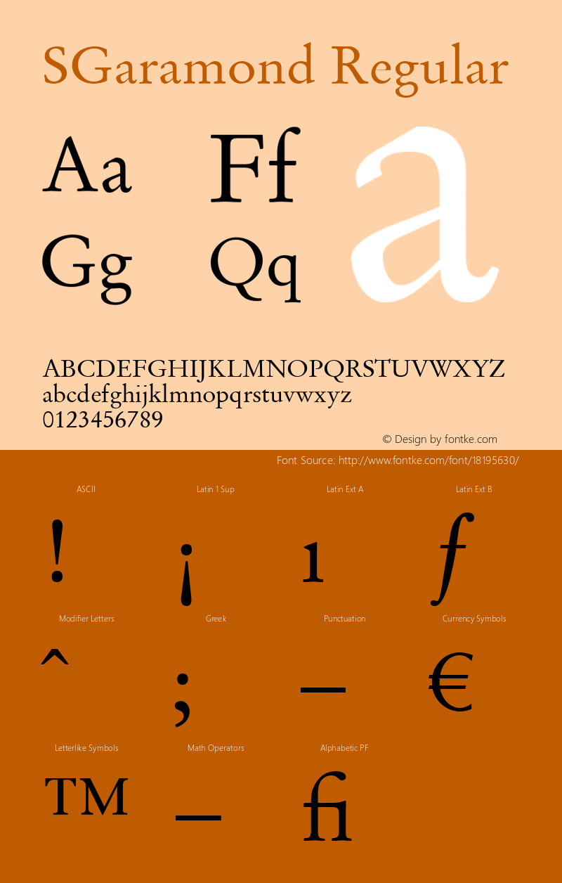 SGaramond Regular Version 2.00; 2008;图片样张