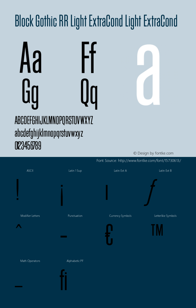 Block Gothic RR Light ExtraCond Light ExtraCond Version 1.001图片样张