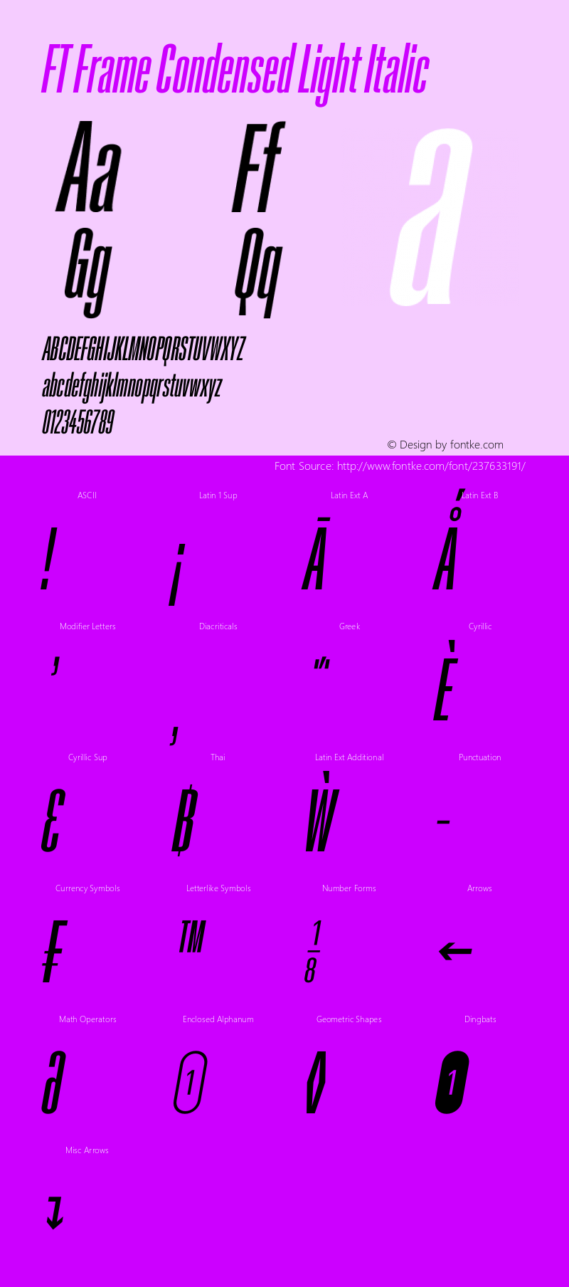 FT Frame Condensed Light Italic Version 1.000;FEAKit 1.0图片样张