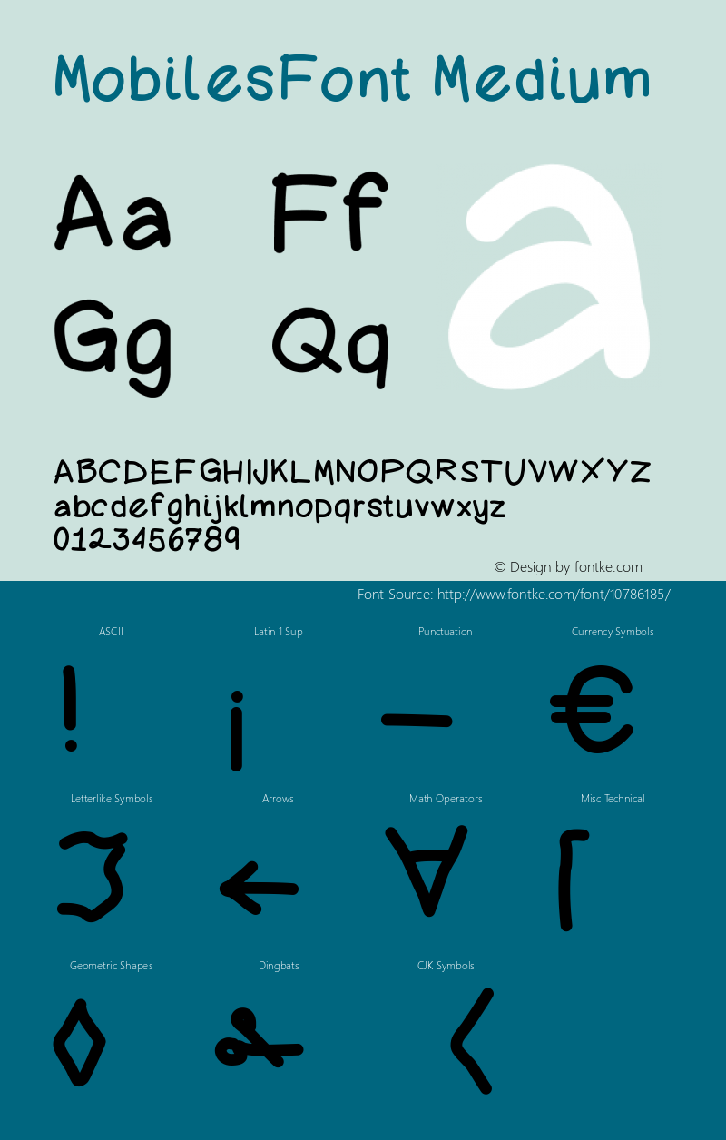 MobilesFont Medium Version 001.000图片样张