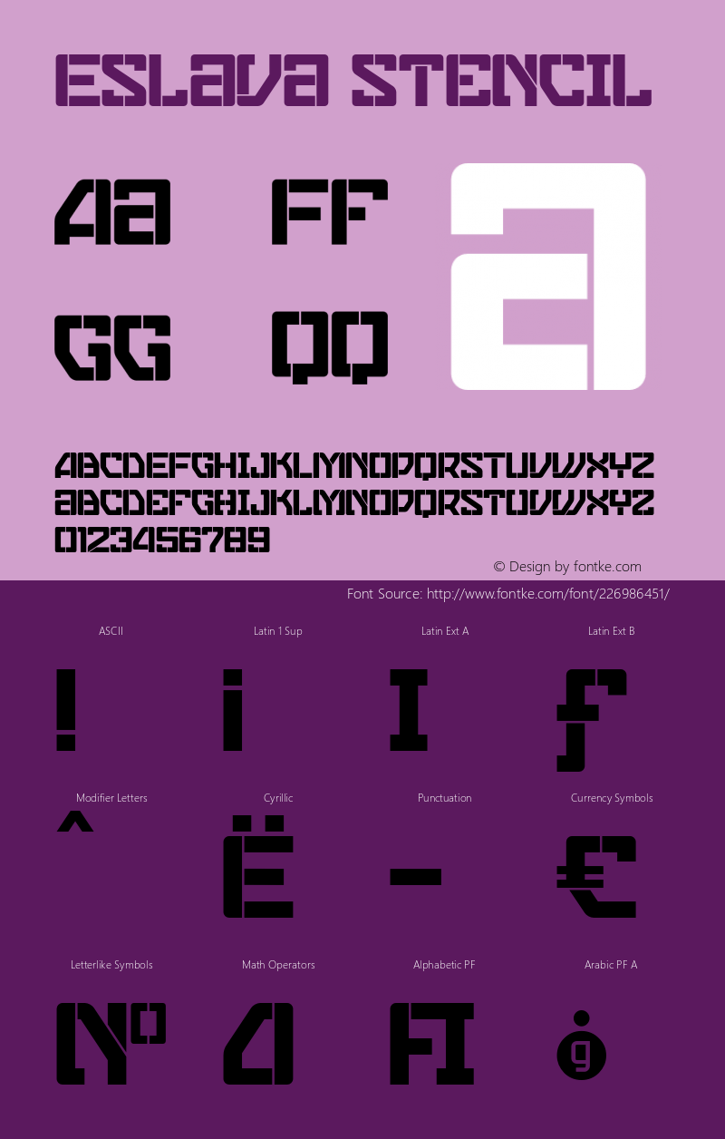 EslavaStencil 001.000;com.myfonts.graviton.eslava.stencil.wfkit2.44NV图片样张