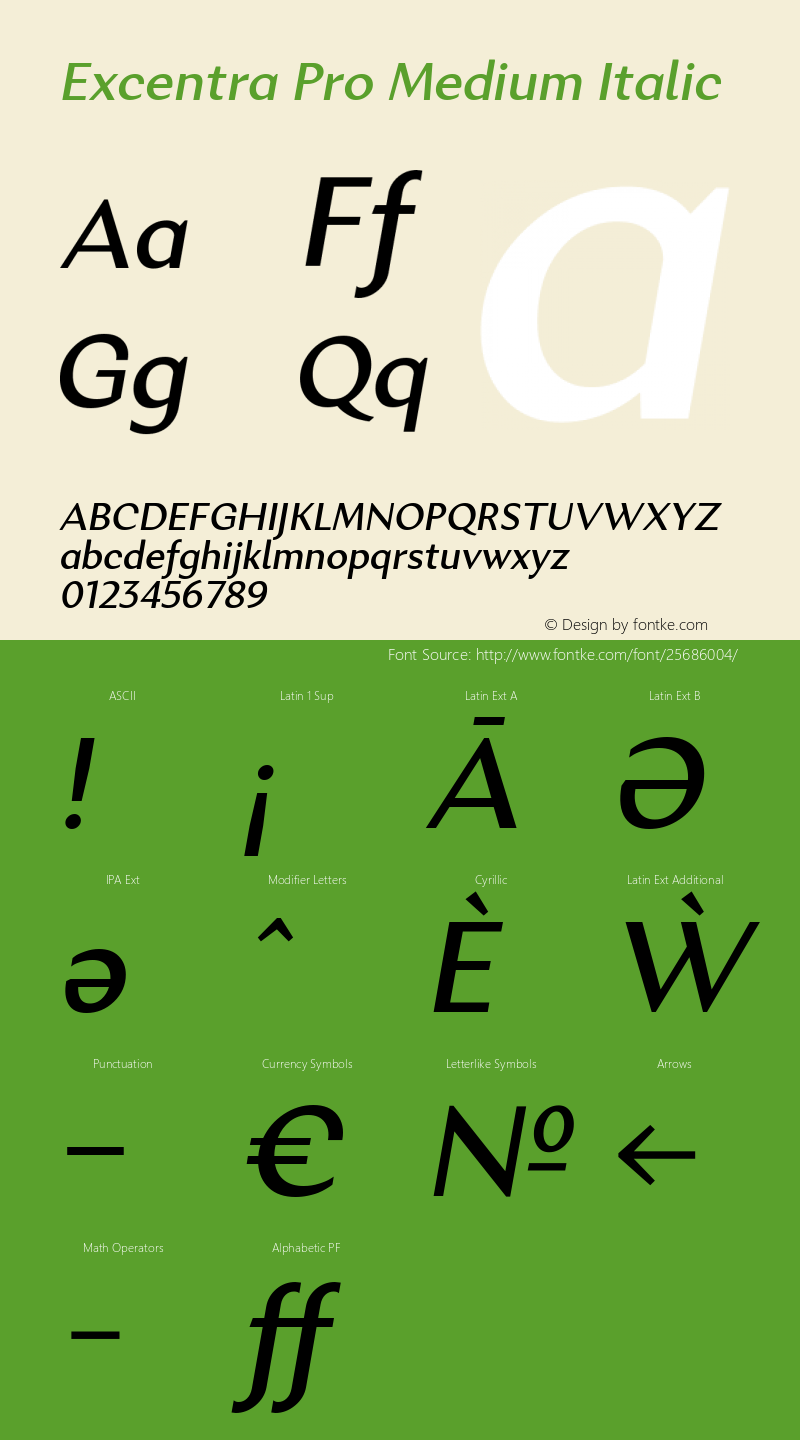 Excentra Pro Medium Italic Version 001.000图片样张