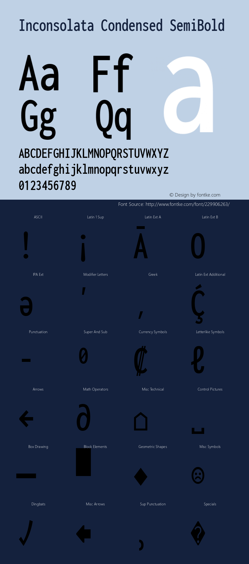 Inconsolata Condensed SemiBold Version 3.100; ttfautohint (v1.8.4.7-5d5b)图片样张