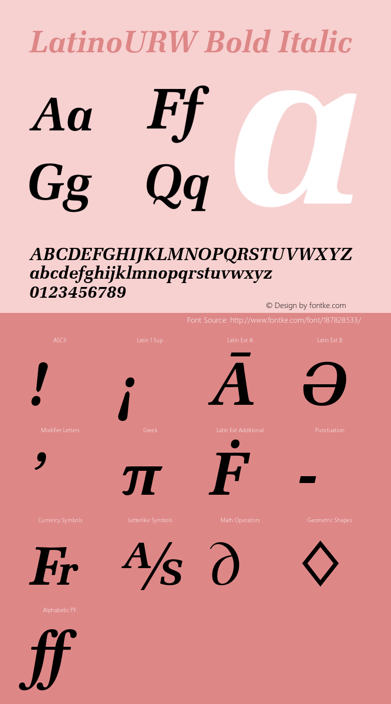 LatinoURW Bold Italic Version 1.00图片样张