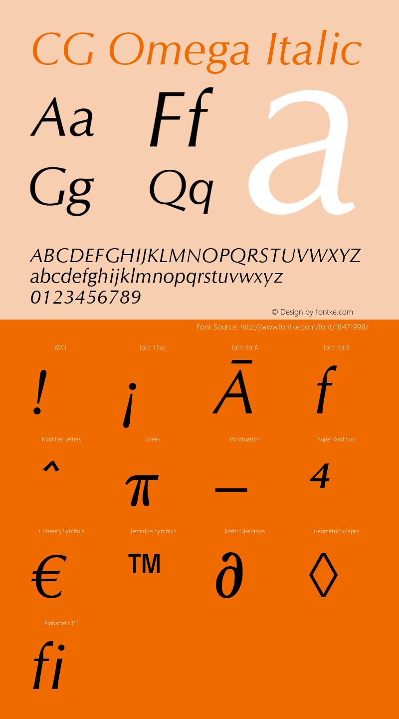 CG Omega Italic Version 1.3 (Hewlett-Packard)图片样张