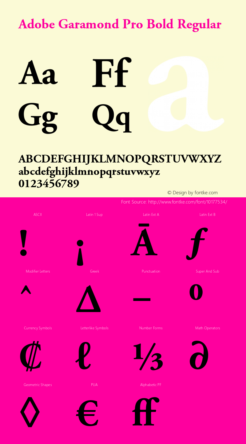 Adobe Garamond Pro Bold Regular OTF 1.007;PS 001.000;Core 1.0.30;makeotf.lib1.4.1030图片样张