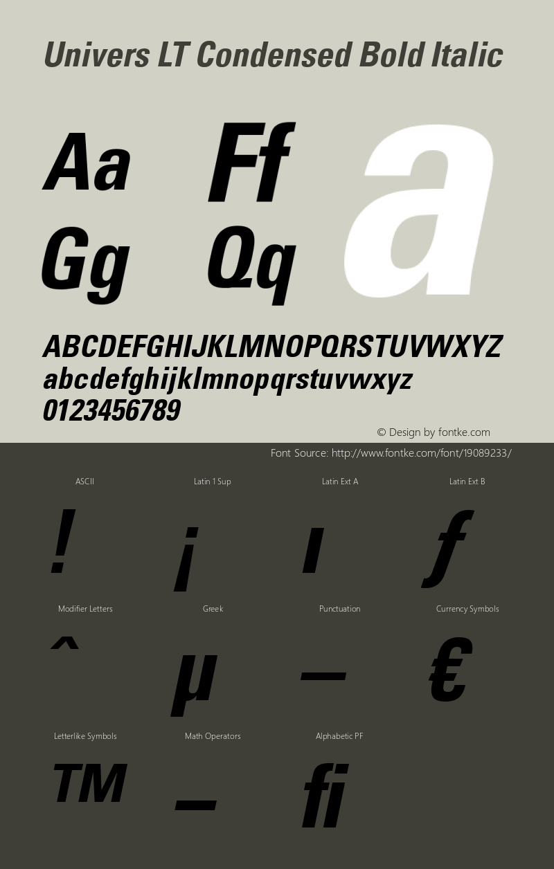 Univers LT Condensed Bold Italic Version 6.1; 2002图片样张