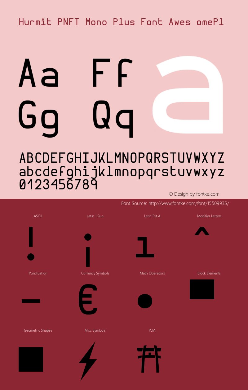 Hurmit PNFT Mono Plus Font Awes omePl Version 0.4.0图片样张