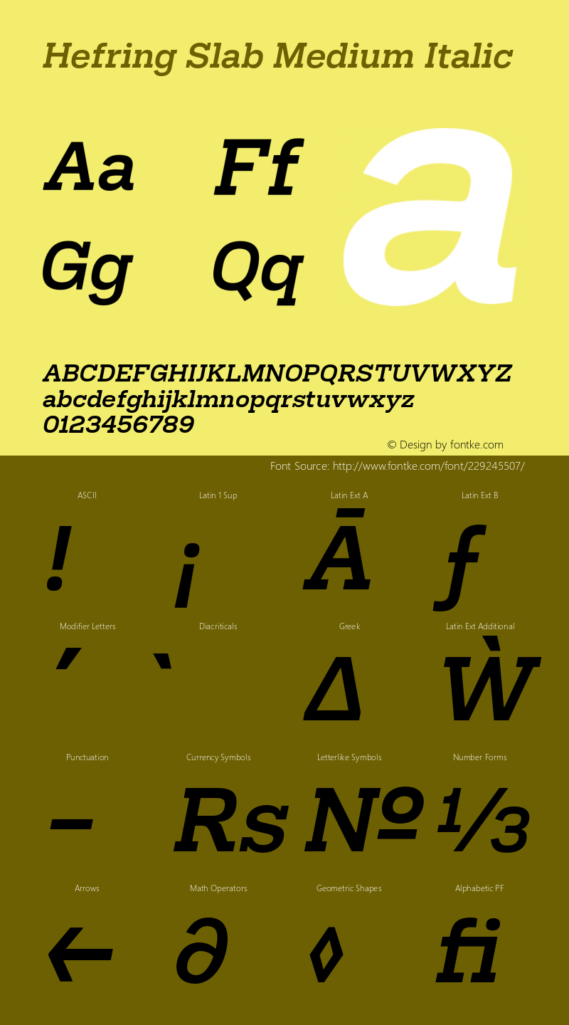 Hefring Slab Medium Italic Version 001.000 October 2018图片样张