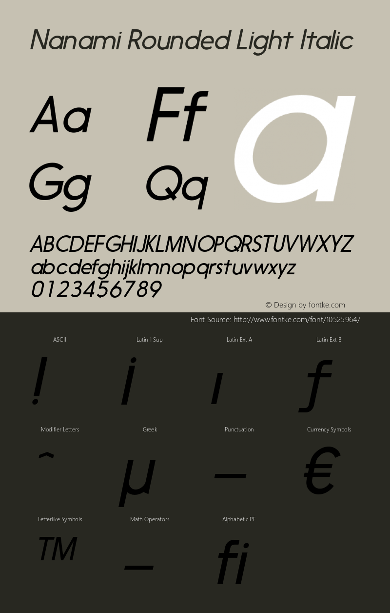 Nanami Rounded Light Italic Version 1.003;com.myfonts.thinkdust.nanami.light-oblique.wfkit2.41x2图片样张