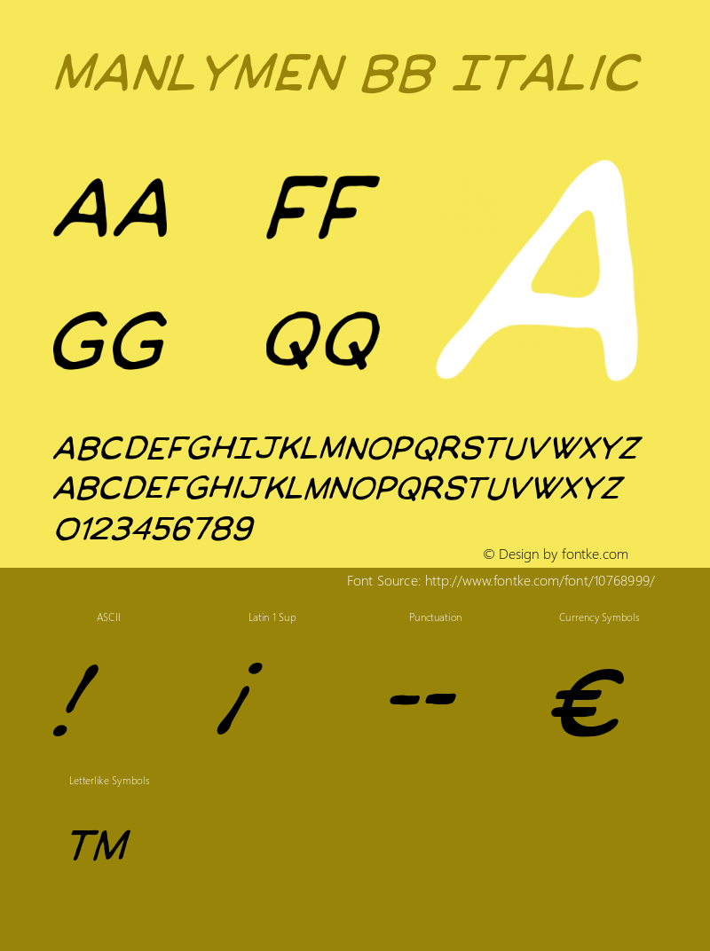 ManlyMen BB Italic Version 1.000图片样张