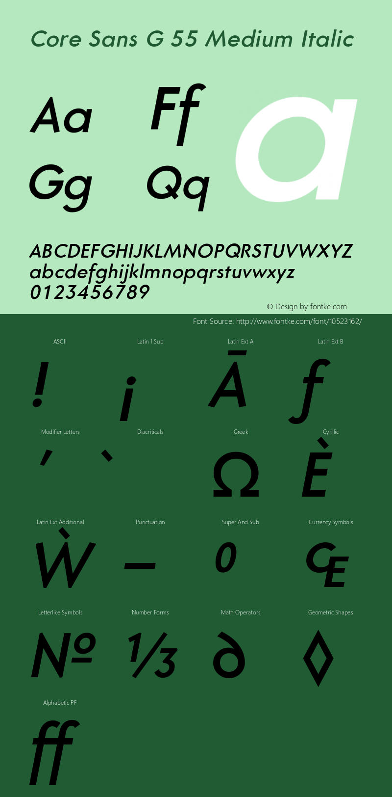 Core Sans G 55 Medium Italic Version 1.001图片样张