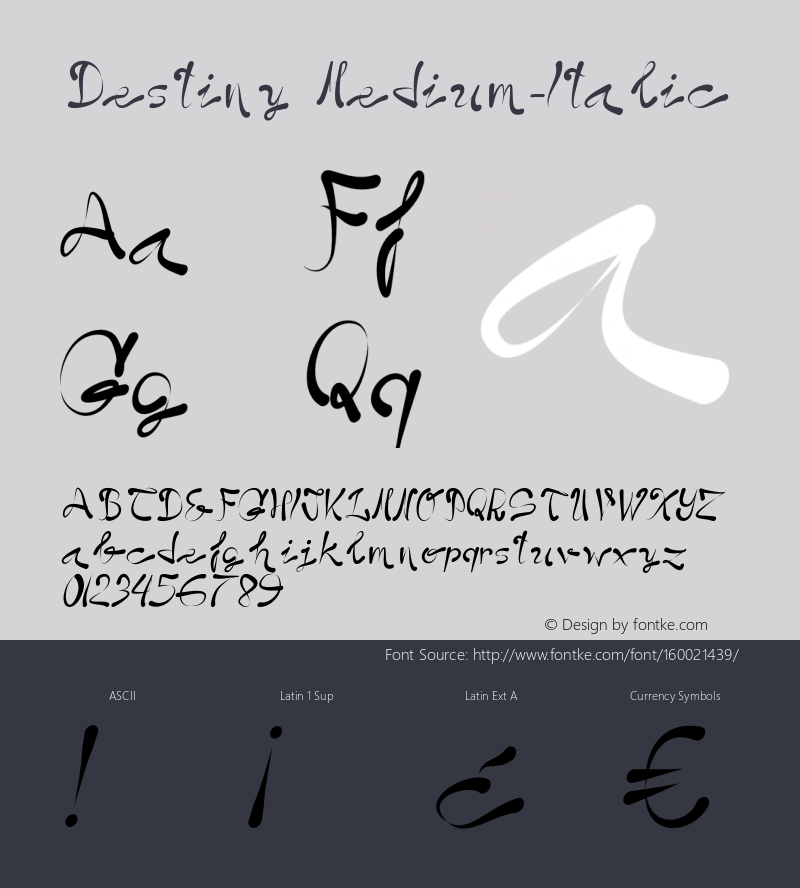 Destiny Medium Italic Version 001.000图片样张