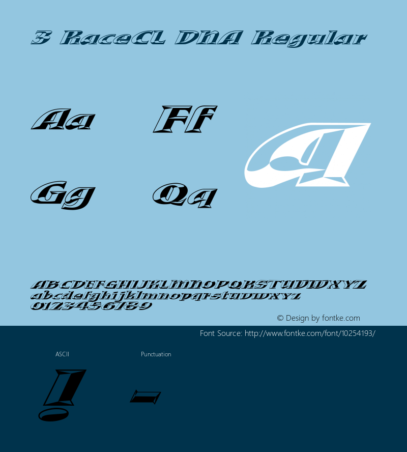 3 RaceCL DNA Regular Macromedia Fontographer 4.1 3/10/2001图片样张