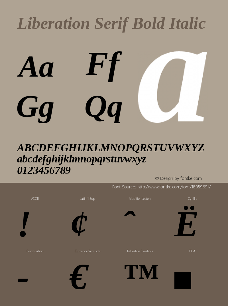 Liberation Serif Bold Italic Version 1.04图片样张