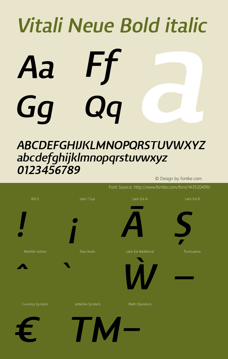 Vitali Neue Bold italic 1.000图片样张