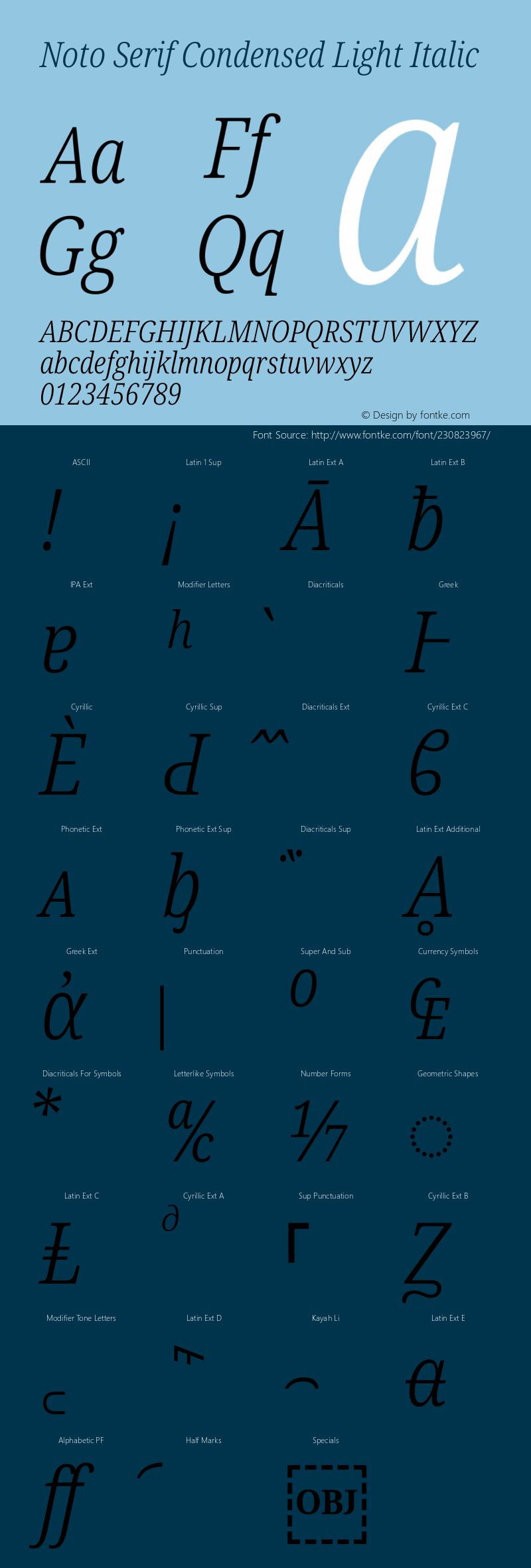 Noto Serif Condensed Light Italic Version 2.007图片样张