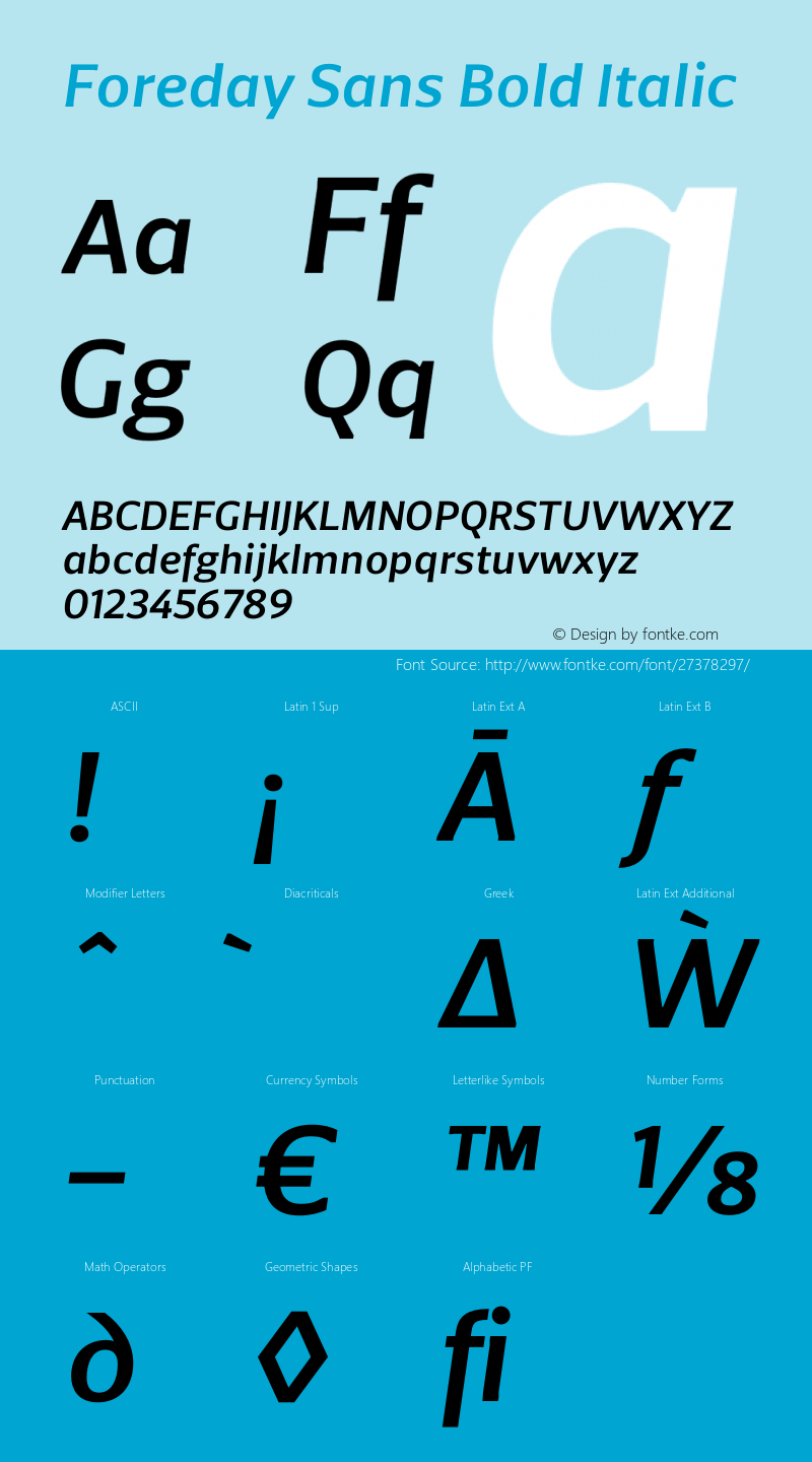 Foreday Sans Bold Italic Version 1.000;PS 001.000;hotconv 1.0.88;makeotf.lib2.5.64775图片样张