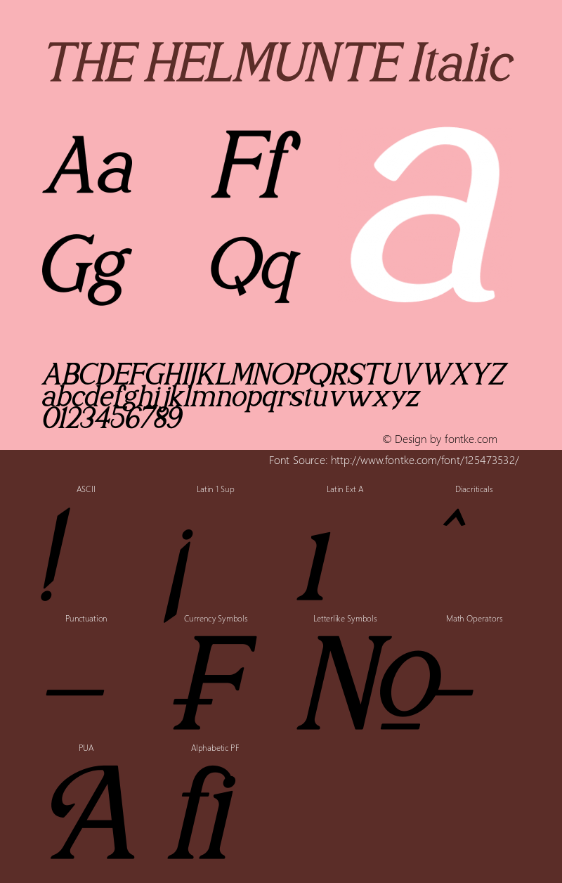 THE HELMUNTE Italic Version 1.00;March 15, 2021;FontCreator 13.0.0.2683 64-bit图片样张