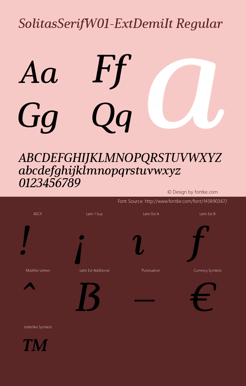 Solitas Serif W01 Ext Demi It Version 1.00图片样张