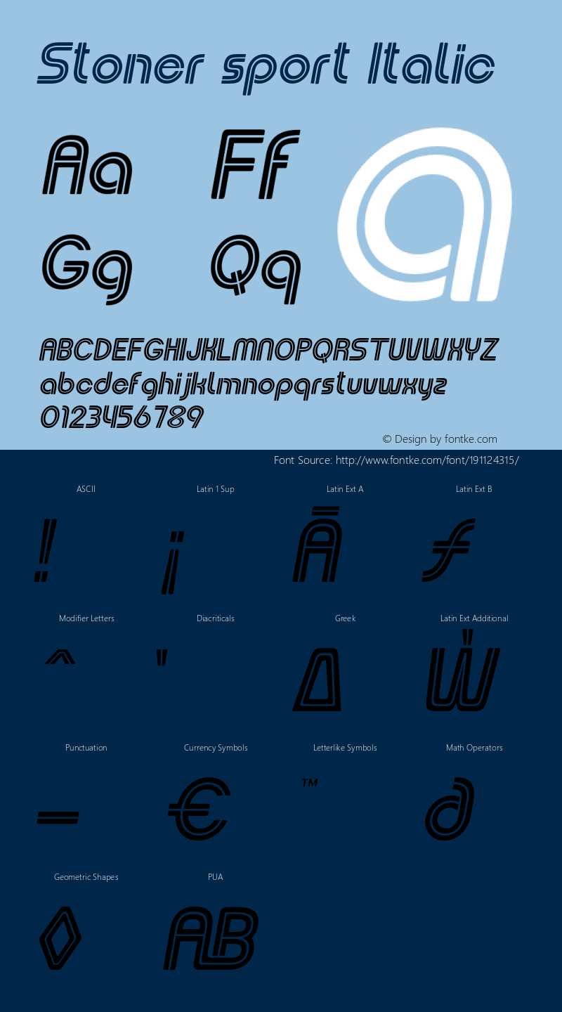 Stoner sport Italic Version 1.000;hotconv 1.0.109;makeotfexe 2.5.65596图片样张