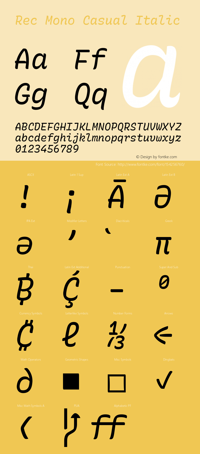 Rec Mono Casual Italic Version 1.066图片样张