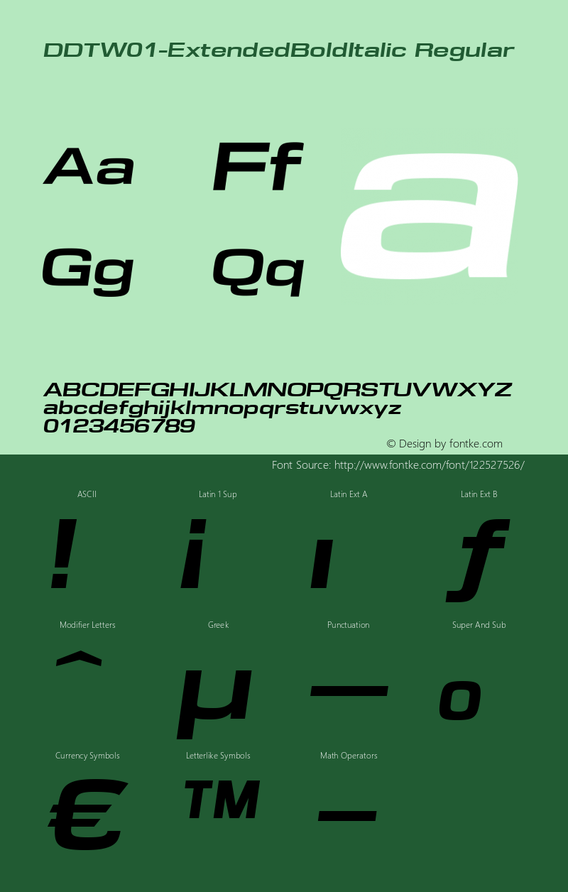 DDT W01 Extended Bold Italic Version 1.40图片样张