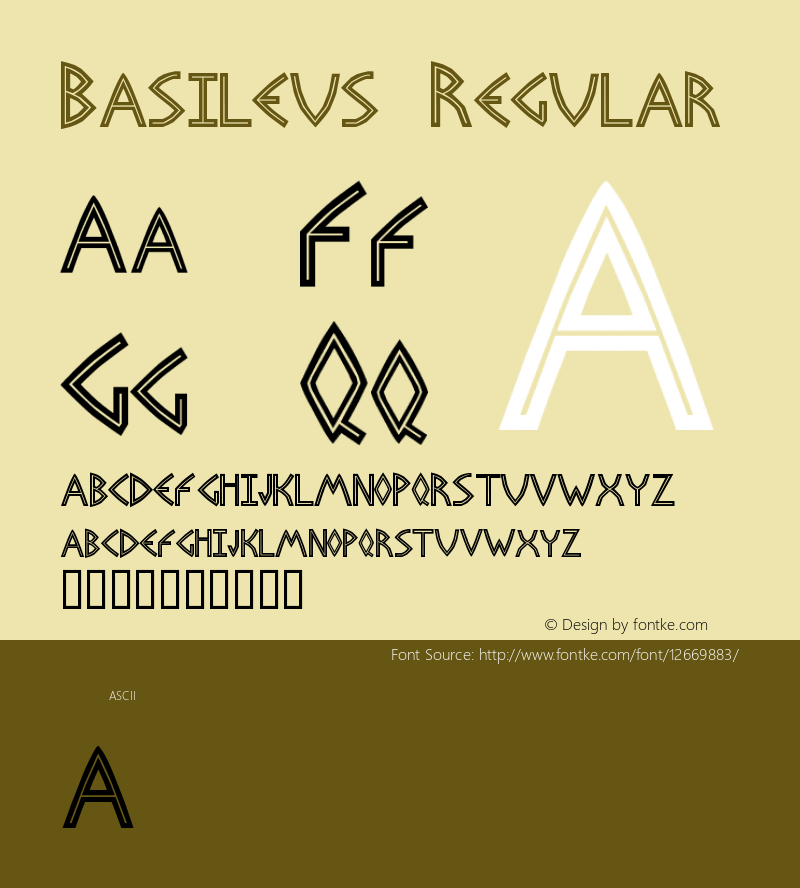 Basileus Regular Altsys Fontographer 4.0.3 5/7/98图片样张
