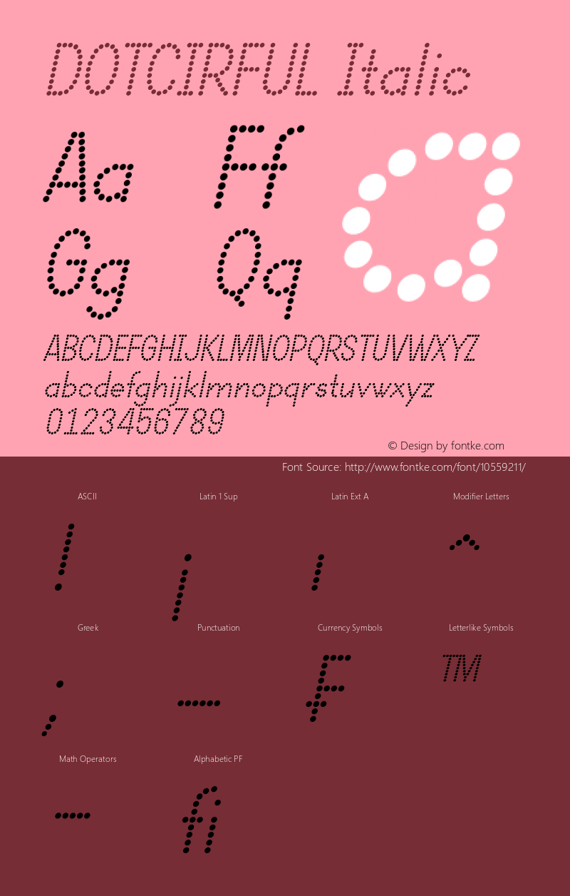 DOTCIRFUL Italic Version 1.00 June 9, 2014, initial release图片样张