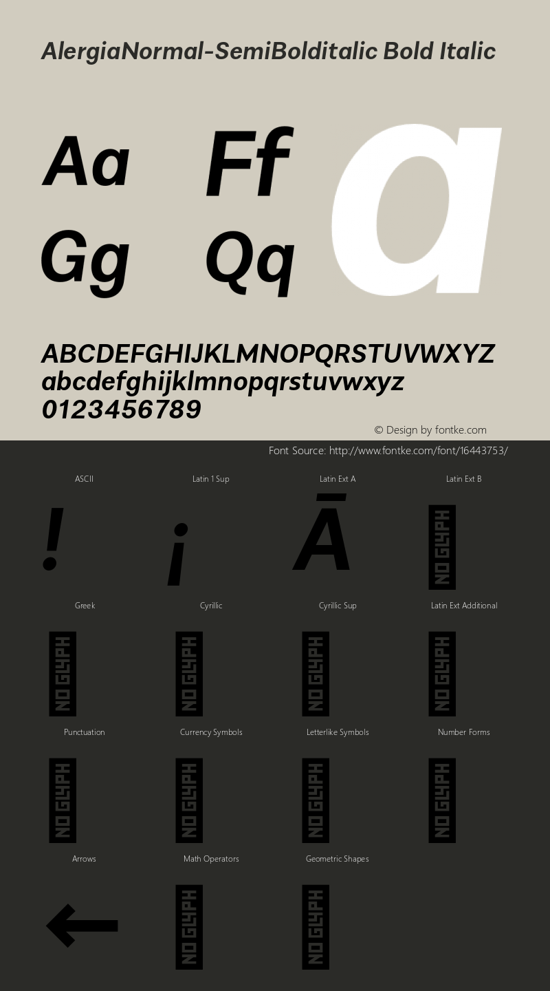 AlergiaNormal-SemiBolditalic Bold Italic Version 1.0图片样张