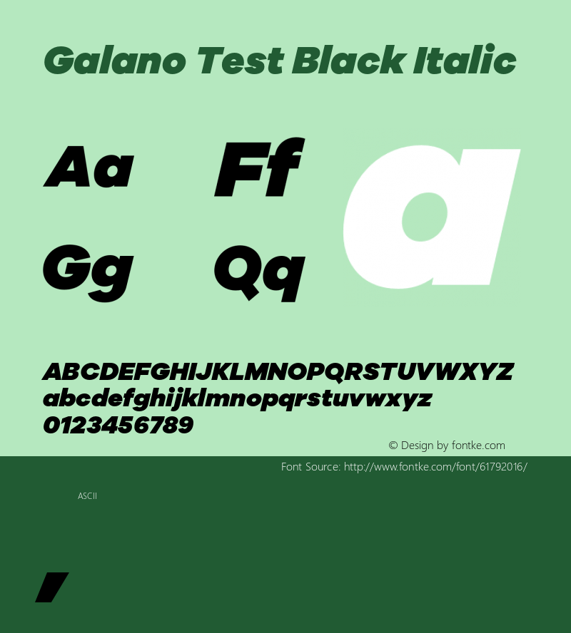 Galano Test Black Italic Version 1.001;PS 001.001;hotconv 1.0.88;makeotf.lib2.5.64775图片样张