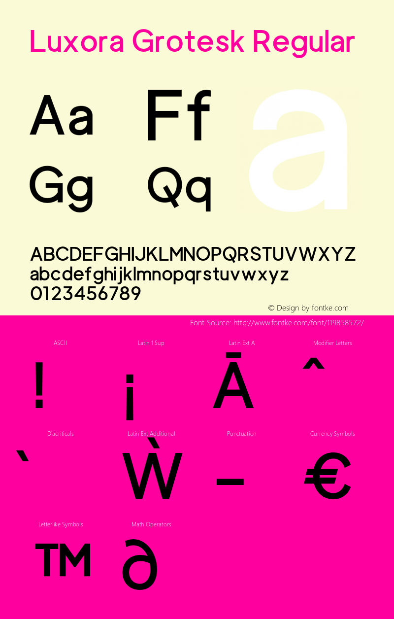 Luxora Grotesk Regular Version 1.000;hotconv 1.0.109;makeotfexe 2.5.65596图片样张