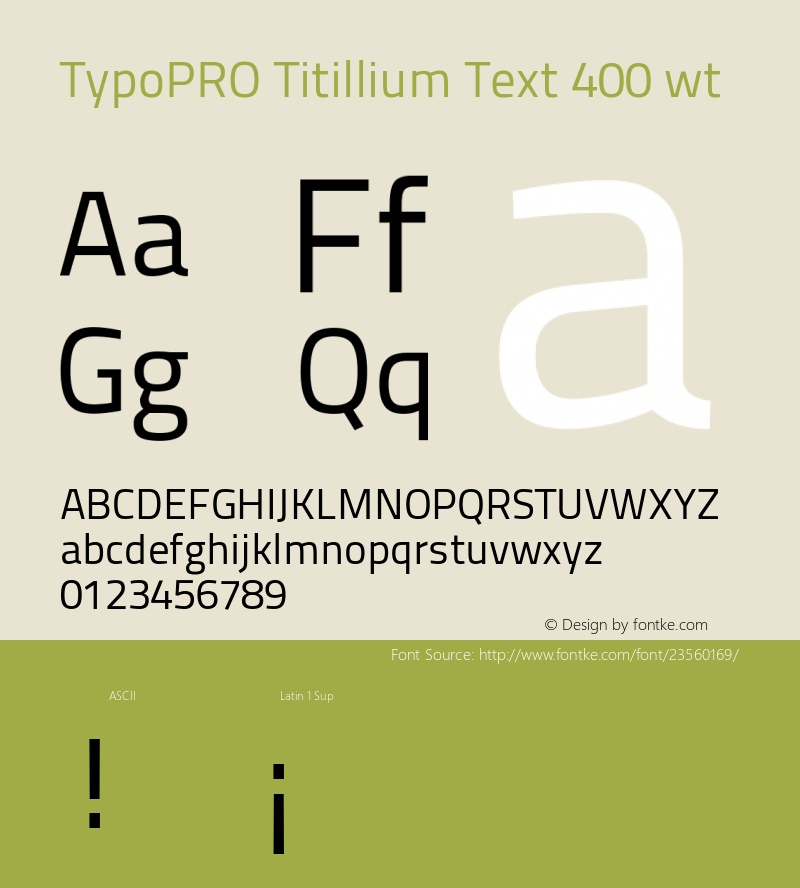 TypoPRO TitilliumText25L-400wt Version 25.000图片样张